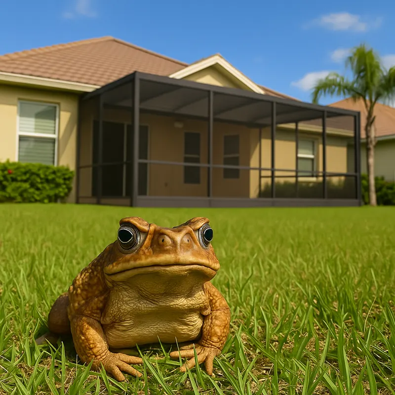 Cane toad on a Florida lawn