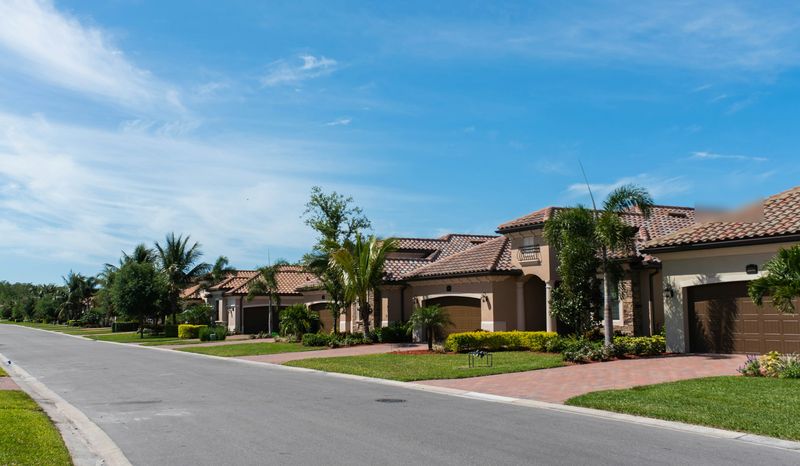 Tile-roof homes and palm trees on a Southwest Florida street
